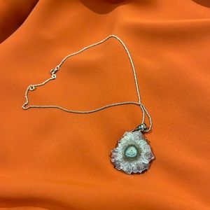 Amethyst stalactite slice sterling silver necklace with popcorn chain